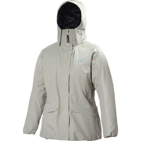 Helly Hansen women’s Snow Coat Insulated Hooded Jacket Large Gray with Turquoise - Picture 1 of 14